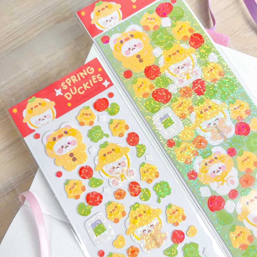 Peaches & Bees Lucky Clover Duck Spring Duckies Deco Toploader Sticker Sheet