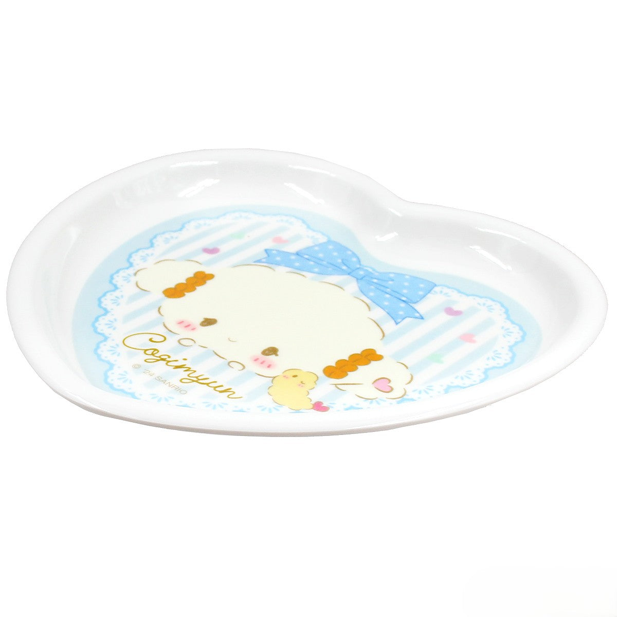 Sanrio Cogimyun Soft Blush Series Blue Heart Shaped Plastic Plate