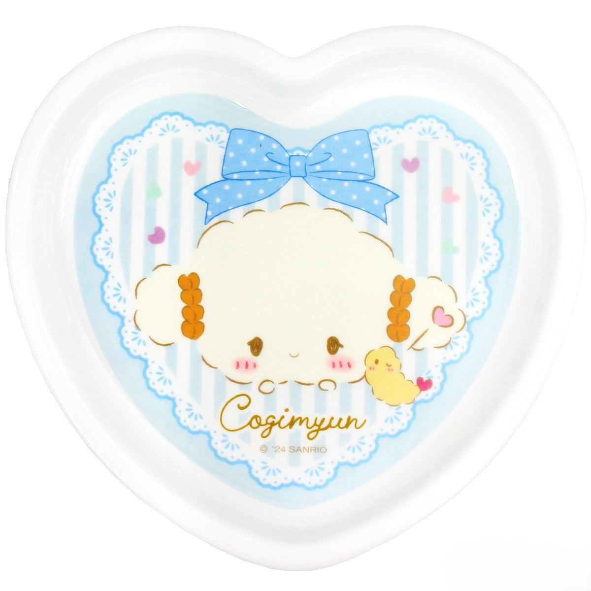 Sanrio Cogimyun Soft Blush Series Blue Heart Shaped Plastic Plate