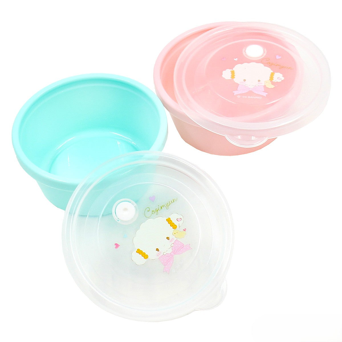 Sanrio Cogimyun Soft Blush Series Mini Food Storage Pot Set - Mint & Pink