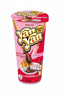 Meiji Yan Yan Double Cream Dip Chocolate & Strawberry Biscuit Sticks
