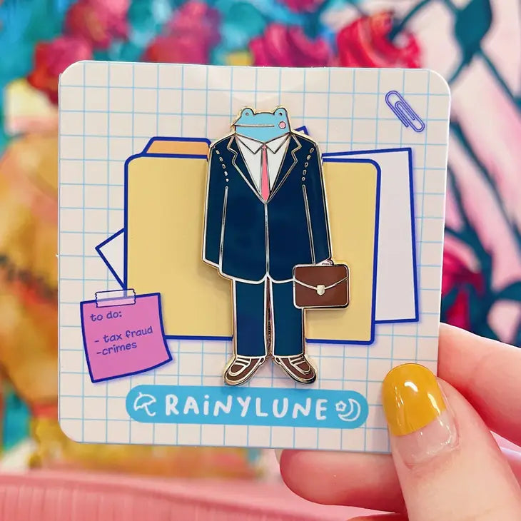Rainylune Business Son the Frog in A Suit Pin