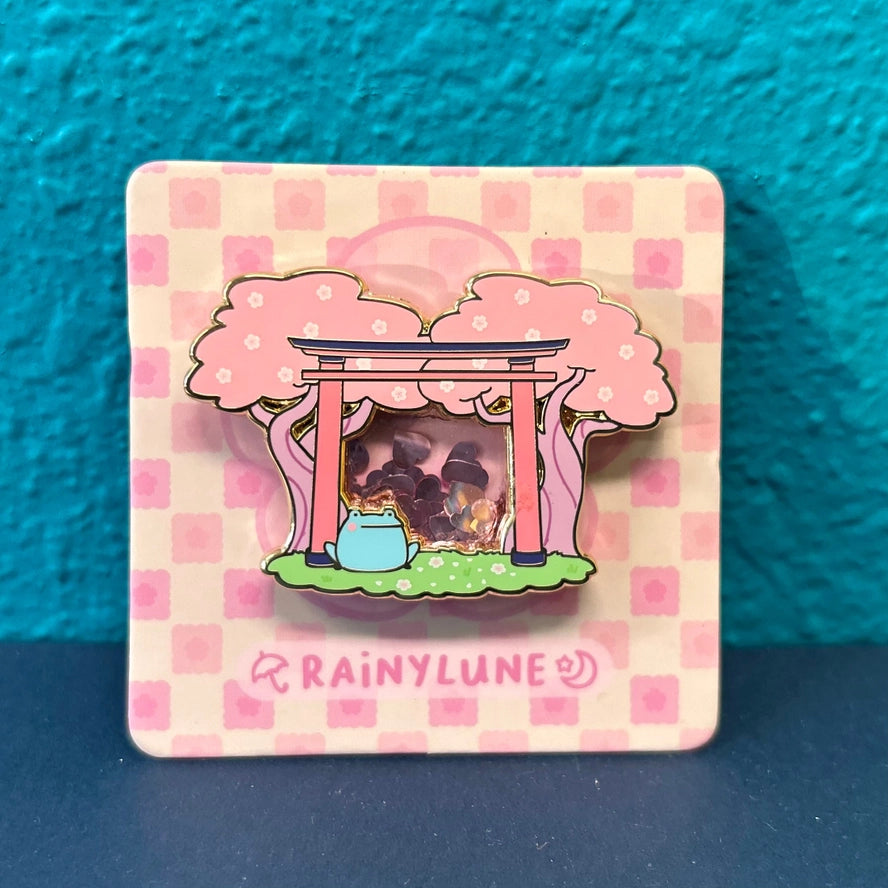 Rainylune Cherry Blossom Shrine Son the Frog Pin