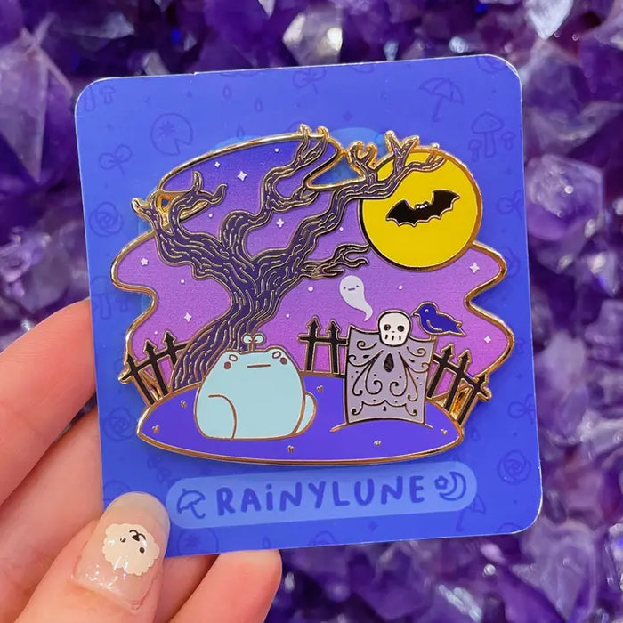 Rainylune Graveyard Sprout the Frog Pin
