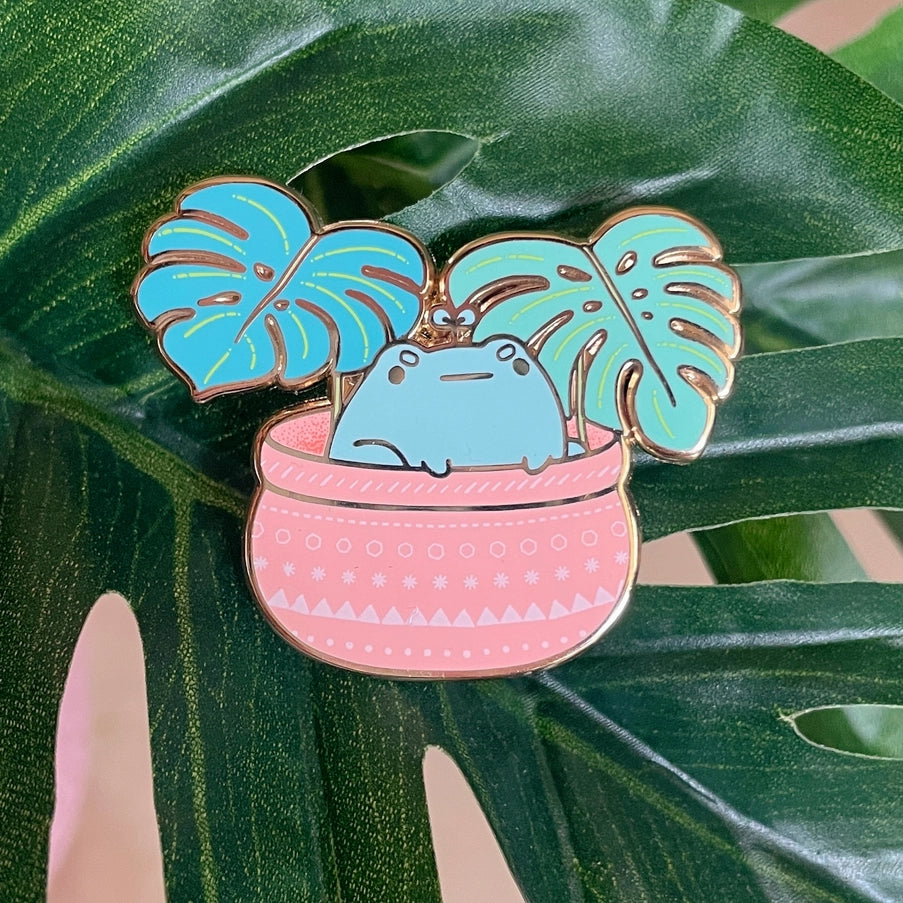 Rainylune Monstera & Sprout the Frog Potted Plant Pin