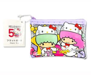 Sanrio 50th Anniversary Hello Kitty Little Twin Stars Flat Zipper Pouch