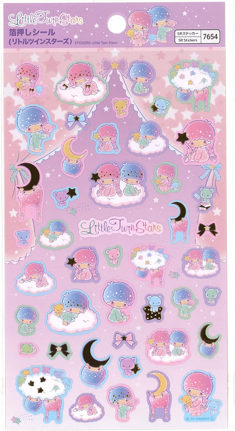 Sanrio Little Twin Stars Kiki & Lala Gold Accent Sticker Sheet