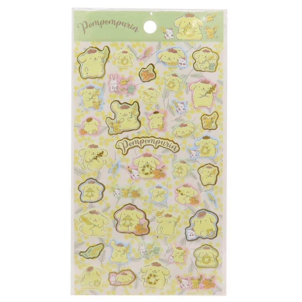 Sanrio Pompompurin Mimosa Wreath Gold Accent Sticker Sheet