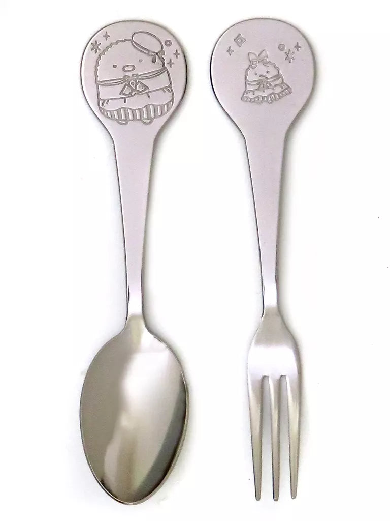 San-X Sumikko Gurashi Chocolate Fair Tonkatsu & Ebi Furai no Shippo Cutlery Spoon & Fork Set