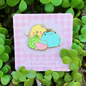 Rainylune Watermelon Frog & Duck Pin - Komomorebi X Rainylune