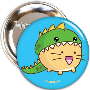 Fuzzballs Dinocat Badge Badges & Pins - Sweetie Kawaii