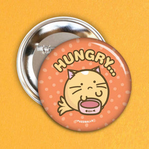 Fuzzballs Hungry Cat Badge Badges & Pins - Sweetie Kawaii