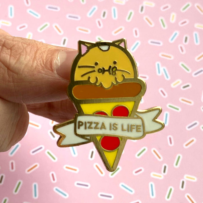 Fuzzballs Pizza Is Life Enamel Pin