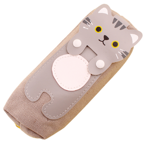 Cute Grey Striped Cat Popper Canvas Pencil Case
