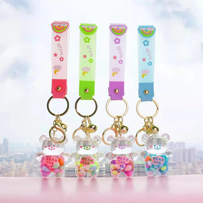 Mima Rainbow Bear Liquid Shaker Charm Keychain