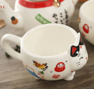 Maneki Neko Lucky Cat Tea Set