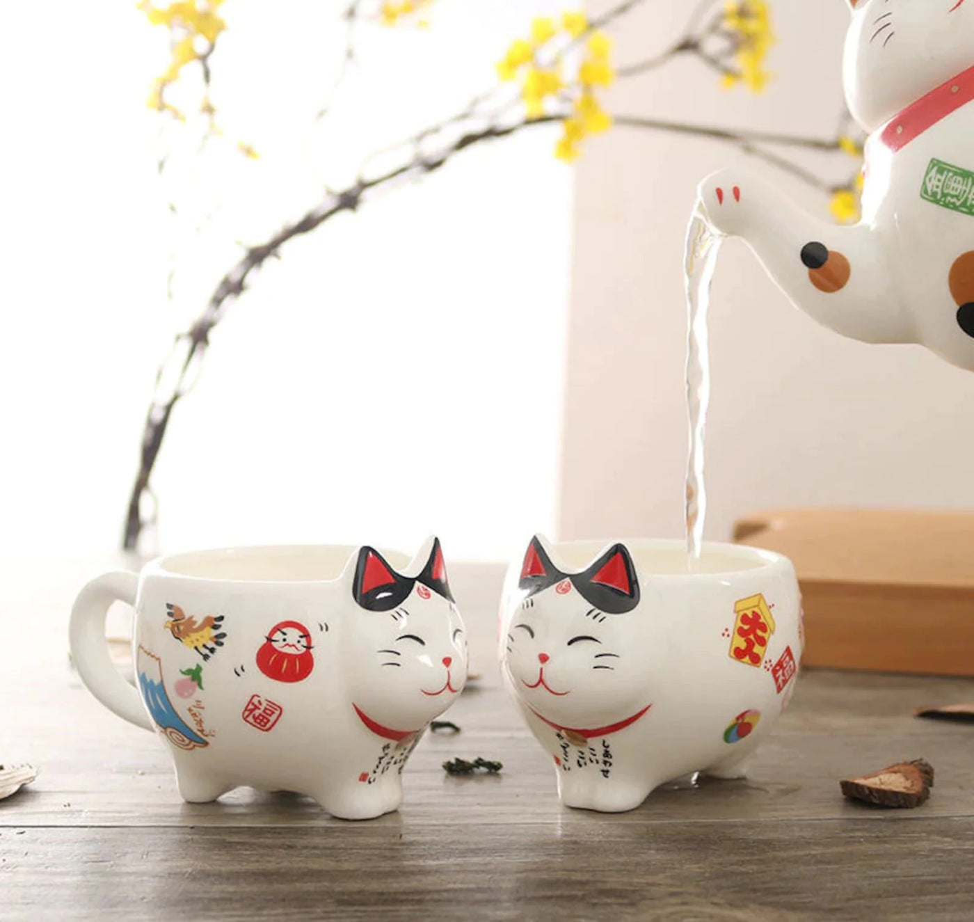 Cute Cat That Attracts Wealth Travel Tea Set – sheamenceramic