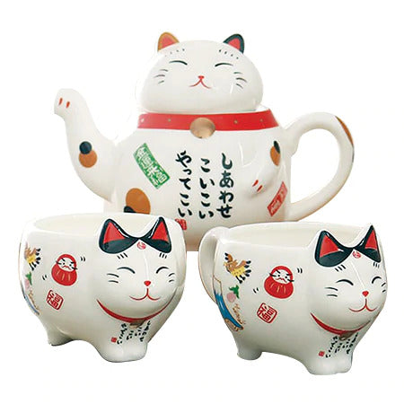 Maneki Neko Lucky Cat Tea Set, Kawaii Gift Ideas