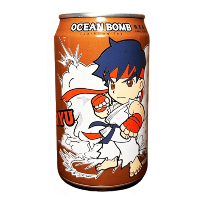 Ocean Bomb Street Fighter Ryu Apple Flavoured Sparkling Tea Drink