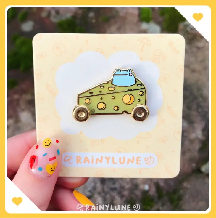 Rainylune Cheese Car Son the Frog Enamel Pin