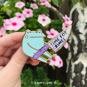 Rainylune Son the Frog 'Time for Crimes' Knife Pin