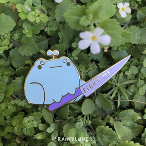 Rainylune Sprout the Frog 'Fight Me' Knife Pin