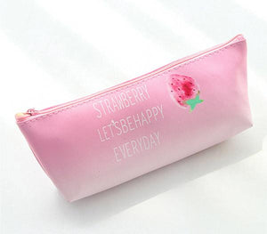 LAST CHANCE! Pink Strawberry 'Let's Be Happy Happy Everyday' Pencil Case