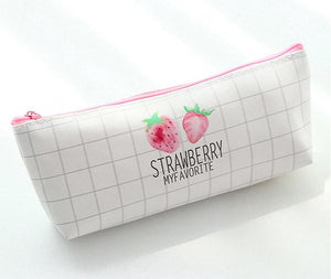 LAST CHANCE! Cute Strawberry 'My Favourite' Square Patterned Pencil Case