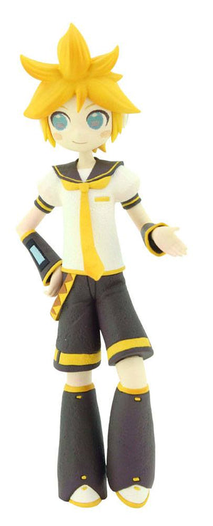 Front view of Official Furyu figure of Kagamine Len from Vocaloid. This figure is part of the CartoonY series line with Kagamine Len in a casual pose.