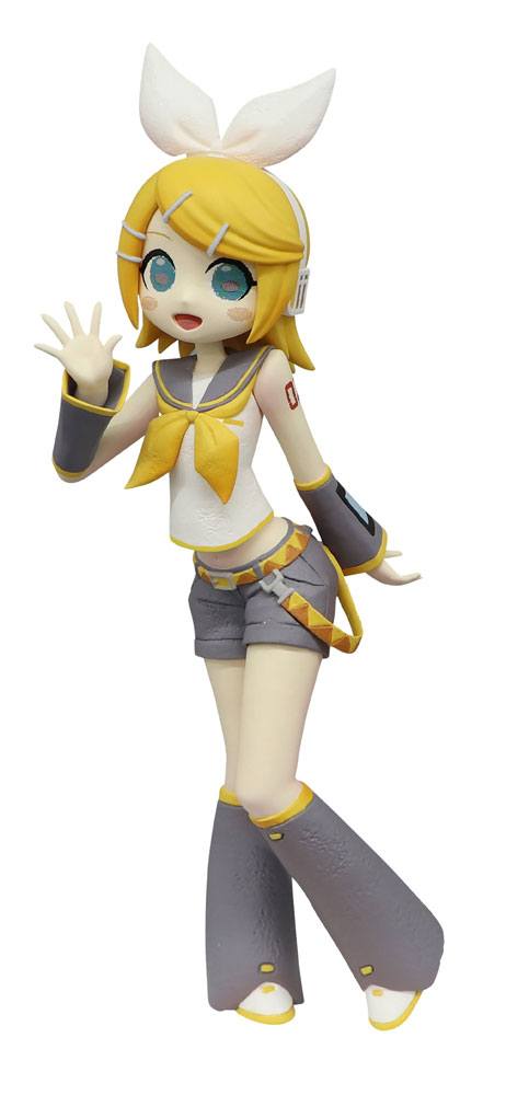 Official Furyu figure of Kagamine Rin from Vocaloid. This figure is part of the CartoonY series line with Kagamine Rin in a casual pose.