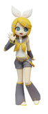 Front view of Official Furyu figure of Kagamine Rin from Vocaloid. This figure is part of the CartoonY series line with Kagamine Rin in a casual pose.